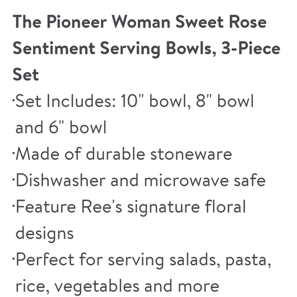 ❤️ New Pioneer Woman Sweet Rose Nesting Bowls Set - Picture 7 of 8